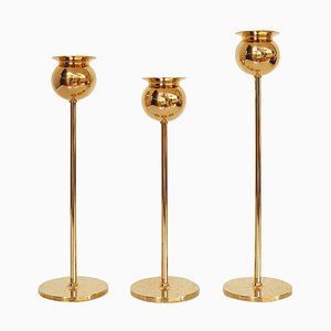 Tulip Candlesticks by Pierre Forssell for Skultuna Sweden, Set of 3-DEK-932486