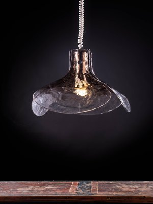 Tulip Pendant Lamp in Smoked Murano Glass, Italy, 1960s-DEK-932681