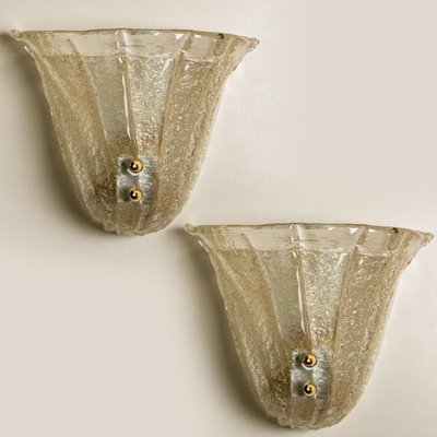 Tulip Shaped Glass and Gold-Plated Sconces, Italy, 1960, Set of 2-VDW-956728