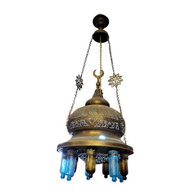 Turkish Gilt Brass and Crystal Ceiling Lamp-TCS-1744361