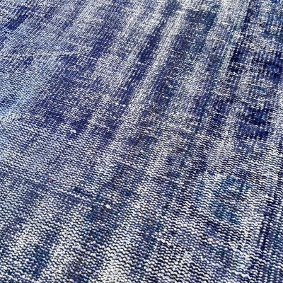 Turkish Overdyed Blue Narrow Runner Rug in Wool-AIV-1333514