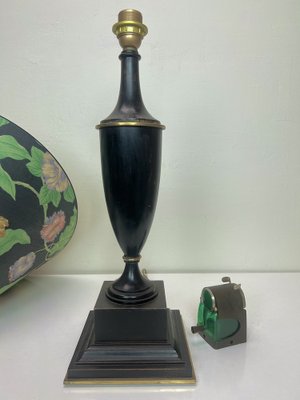 Turned Dark Oak Baluster Shaped Table Lamp, 1950s-WZZ-1397244