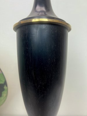 Turned Dark Oak Baluster Shaped Table Lamp, 1950s-WZZ-1397244