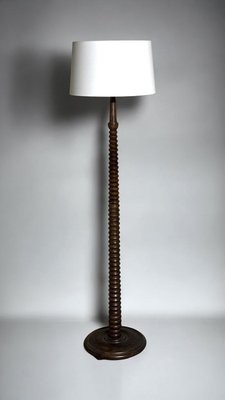 Turned Wooden Floor Lamp in the style of Charles Dudouyt, 1950s-YSE-2034490