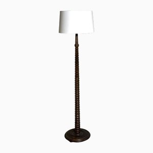 Turned Wooden Floor Lamp in the style of Charles Dudouyt, 1950s-YSE-2034490