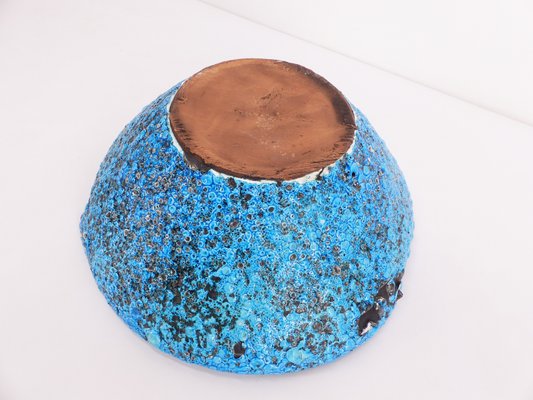 Turquoise Blue Sea Foam and Enamelled Ceramic Fruit Bowl, 1950-DQG-2031315