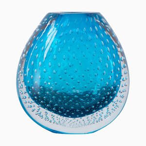 Turquoise Cuffed Murano Glass Vase from Nasonmoretti, Italy-MPO-1735829