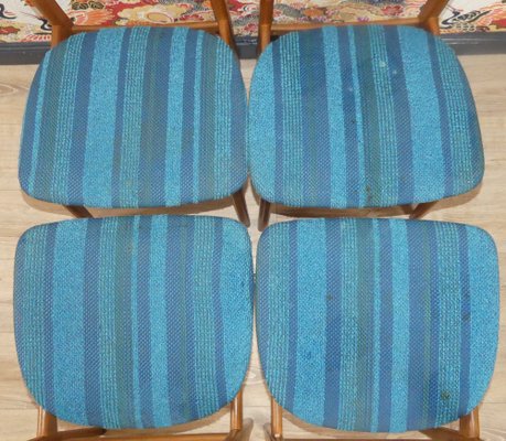 Turquoise Dining Chairs, 1960s, Set of 4-AFE-1115366