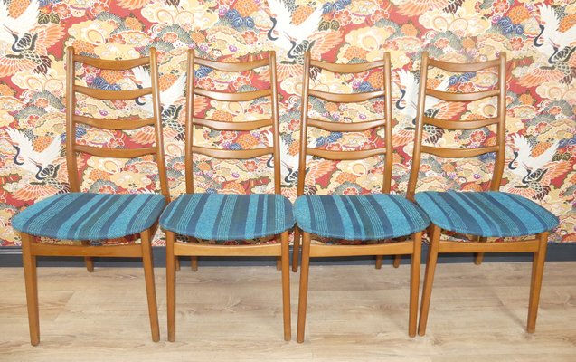 Turquoise Dining Chairs, 1960s, Set of 4-AFE-1115366