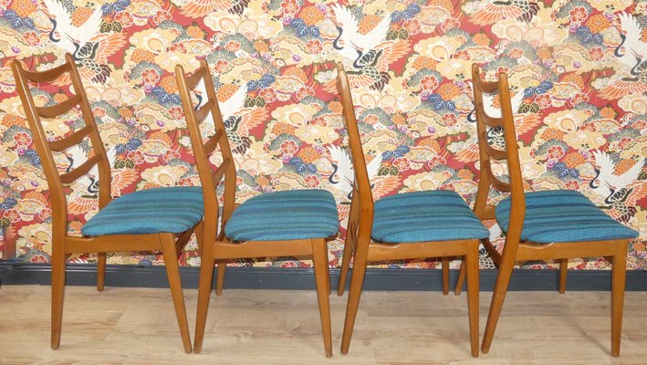 Turquoise Dining Chairs, 1960s, Set of 4-AFE-1115366