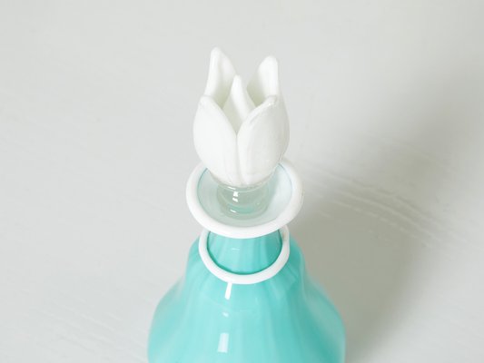 Turquoise Opal Glass Bottle Flacone with Stopper from Barovier & Toso, 1950s-YJA-1401168