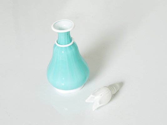 Turquoise Opal Glass Bottle Flacone with Stopper from Barovier & Toso, 1950s-YJA-1401168