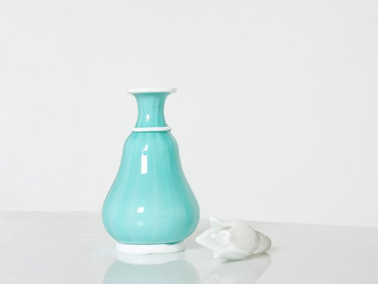 Turquoise Opal Glass Bottle Flacone with Stopper from Barovier & Toso, 1950s-YJA-1401168