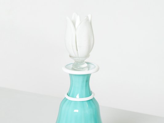 Turquoise Opal Glass Bottle Flacone with Stopper from Barovier & Toso, 1950s-YJA-1401168