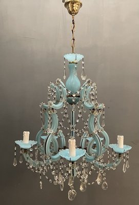 Turquoise Opaline Murano Glass Crystal Chandelier-JJC-932119