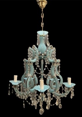 Turquoise Opaline Murano Glass Crystal Chandelier-JJC-932119