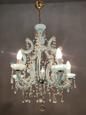 Turquoise Opaline Murano Glass Crystal Chandelier-JJC-932119