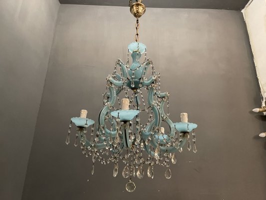 Turquoise Opaline Murano Glass Crystal Chandelier-JJC-932119