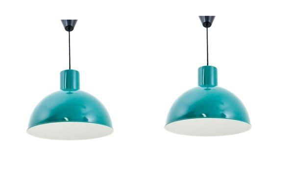 Turquoise Pendant Lamps, Denmark, 1960s, Set of 2-BXB-1146029