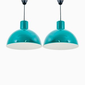 Turquoise Pendant Lamps, Denmark, 1960s, Set of 2-BXB-1146029