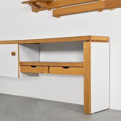 Two-Door Sideboard and Shelf by Charlotte Perriand from Les Arcs, 1970s-GJR-2023436