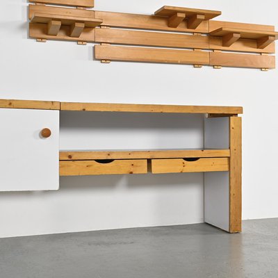 Two-Door Sideboard and Shelf by Charlotte Perriand from Les Arcs, 1970s-GJR-2023436