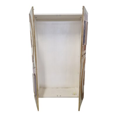 Two-Door Wardrobe in Colored Glass and Bamboo-BEW-1822723