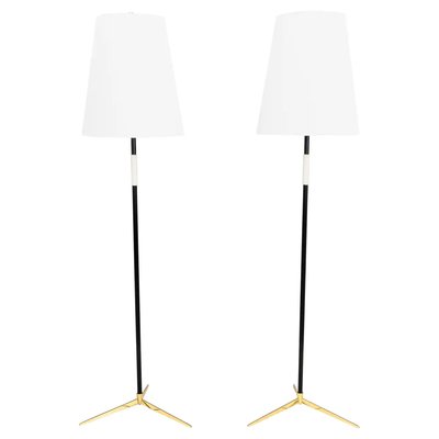 Two Kalmar Floor Lamps Around 1950s With Fabric Shades by J. T. Kalmar, Set of 2-SPD-1314987