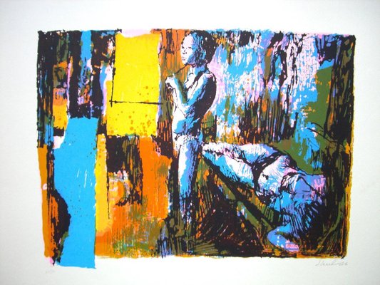 Two Models - Original Lithograph by Nicola Simbari - 1976 1976-ZCI-760339