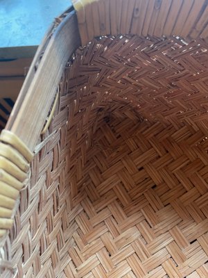 Two-Part Storage Box in Rattan and Leather by Adrien Audoux & Frida Minet, 1930s-XHV-1807171