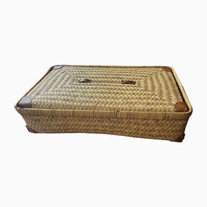 Two-Part Storage Box in Rattan and Leather by Adrien Audoux & Frida Minet, 1930s-XHV-1807171