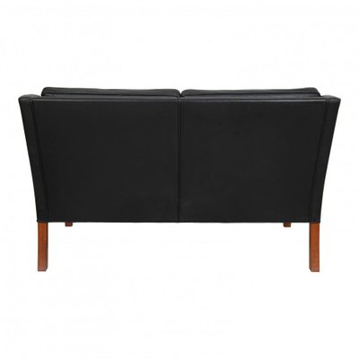 Two Person 2208 Sofa in Patinated Black Leather by Børge Mogensen for Fredericia, 1980s-MTD-1400770