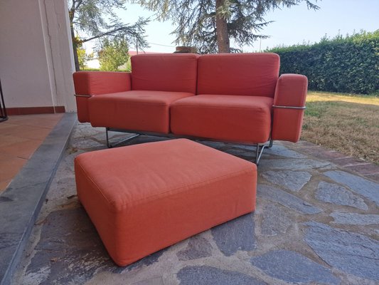 Two-Seater Sofa with Orange Ipercubik Pouf by Biesse-EBW-2017565