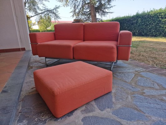 Two-Seater Sofa with Orange Ipercubik Pouf by Biesse-EBW-2017565