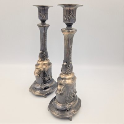 Two Silver-Plated Candlesticks. 1880s, Set of 2-WK-1762446