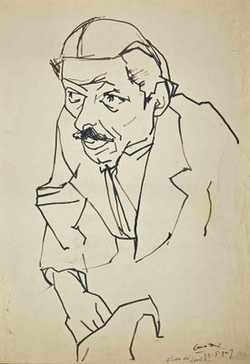 Umberto Maria Casotti, Portrait, Original Pen Drawing, 1947-ZCI-981035