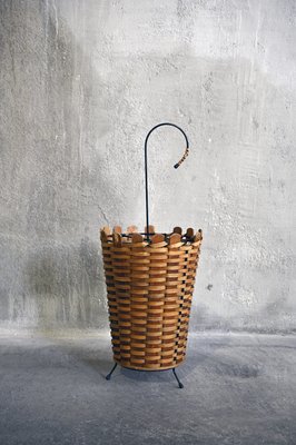 Umbrella Rack in Rattan & Metal from Rohé Noordwolde, 1950s-QVY-791947