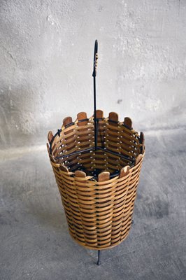 Umbrella Rack in Rattan & Metal from Rohé Noordwolde, 1950s-QVY-791947