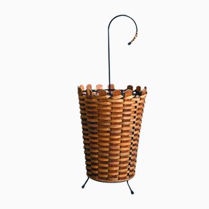 Umbrella Rack in Rattan & Metal from Rohé Noordwolde, 1950s-QVY-791947