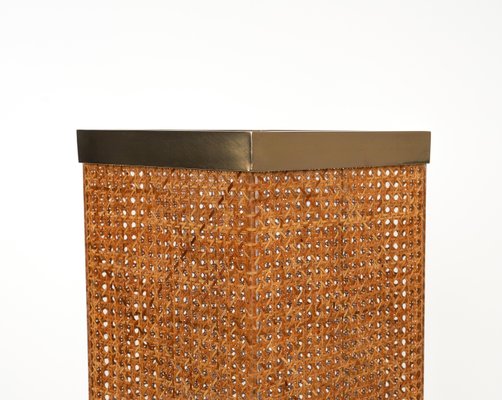 Umbrella Stand in Acrylic Glass, Rattan and Brass in the style of Christian Dior, Italy, 1970s-LYQ-1756271