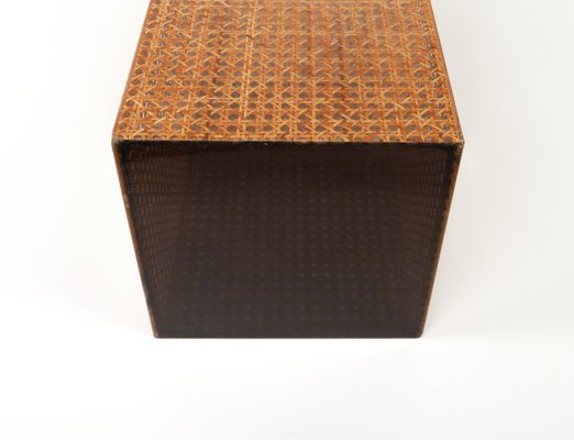 Umbrella Stand in Acrylic Glass, Rattan and Brass in the style of Christian Dior, Italy, 1970s-LYQ-1756271