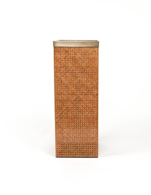 Umbrella Stand in Acrylic Glass, Rattan and Brass in the style of Christian Dior, Italy, 1970s-LYQ-1756271