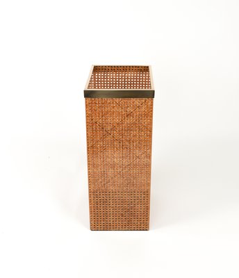 Umbrella Stand in Acrylic Glass, Rattan and Brass in the style of Christian Dior, Italy, 1970s-LYQ-1756271