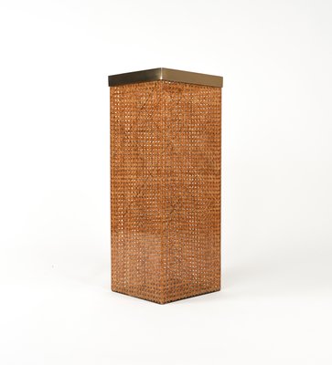 Umbrella Stand in Acrylic Glass, Rattan and Brass in the style of Christian Dior, Italy, 1970s-LYQ-1756271