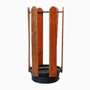 Umbrella Stand in Iron, Aluminum and Wood, 1950s-VCV-982428