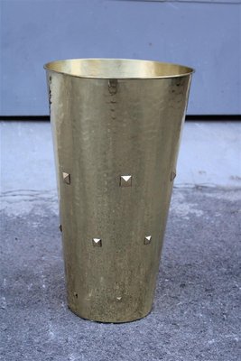 Umbrella Stand in Solid Hammered Brass, Italy, 1950s-EH-1326129