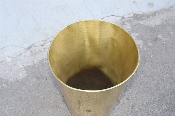 Umbrella Stand in Solid Hammered Brass, Italy, 1950s-EH-1326129