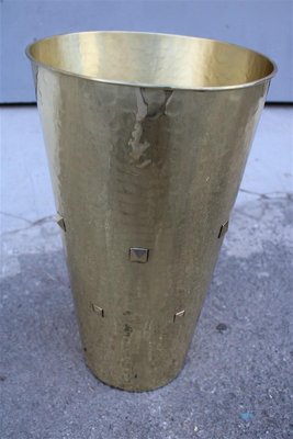 Umbrella Stand in Solid Hammered Brass, Italy, 1950s-EH-1326129