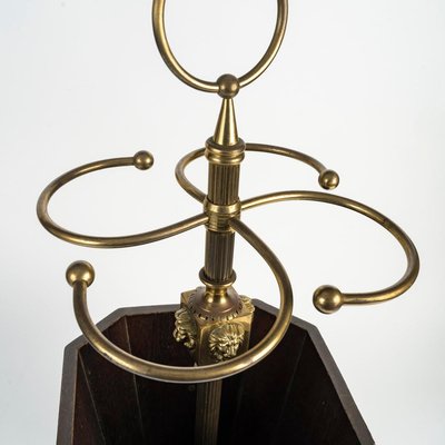 Umbrella Stand in Wood and Gilt Brass-WFS-2026623