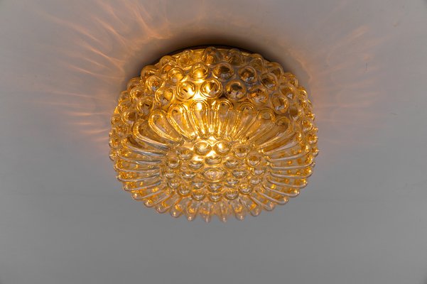 unburst Round Amber Bubble Glass Wall Lamp, Limburg, 1960s-KQB-1815461